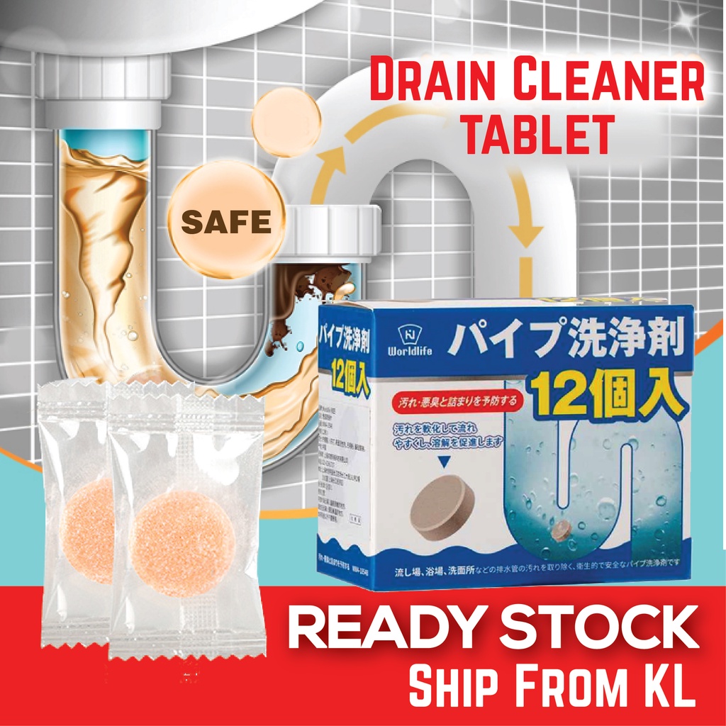 Japan WorldLife Drain Toilet Cleaner Ubat Sinki Tablets Clog Remover ...