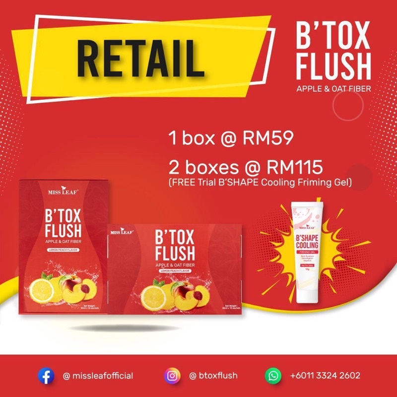 Buy Ready Stock B Tox Flush Apple Oat Fiber Seetracker Malaysia