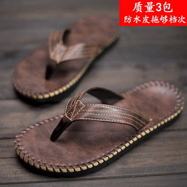 mens soft leather flip flops