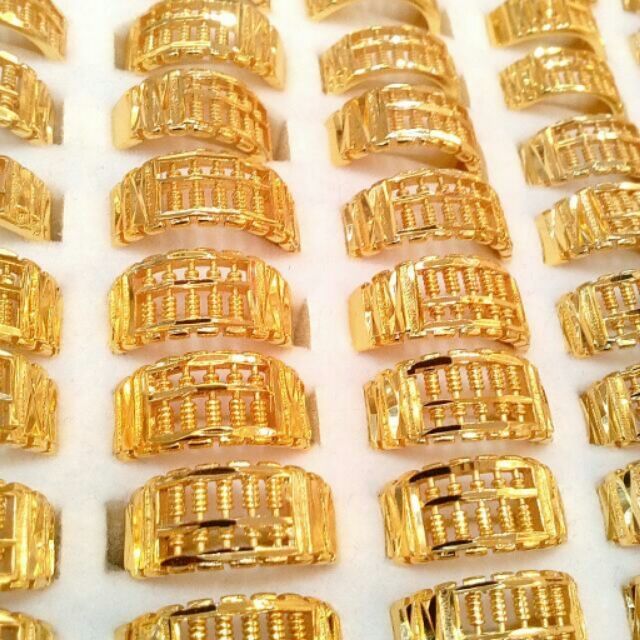 Abacus Rings 24k Plated Gold Cincin Sempoa(Size Adjustable) | Shopee