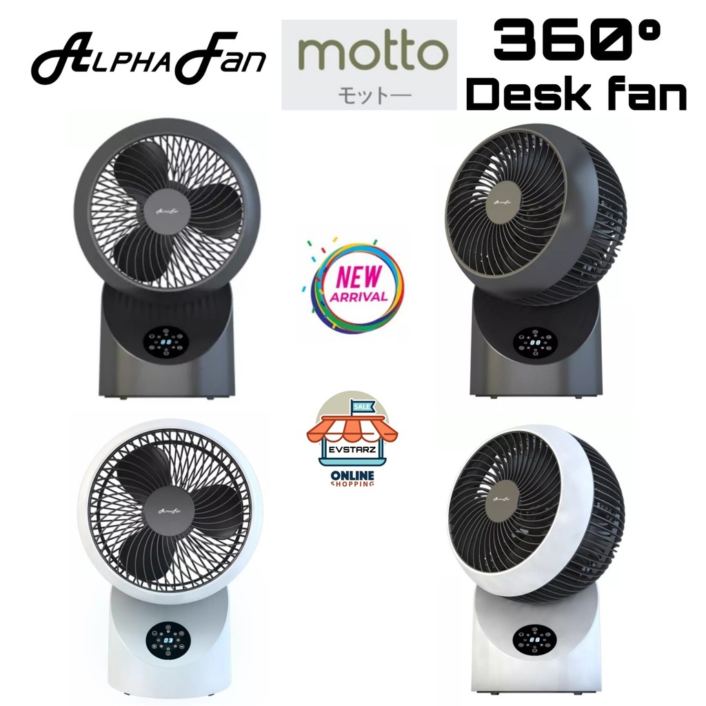 Alpha Motto 360 Desk Fan 7 Inches 4 Speeds Come With Remote