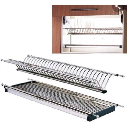 Stainless Steel 2 Tier Dish Rack Rack Dapur Kitchen (600mm