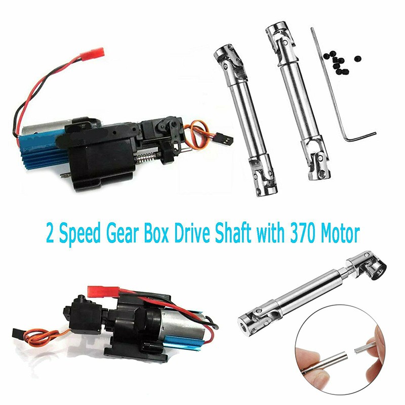 redcolourful for Kids Speed Change Gear Box Metal Gearbox with 370 Brush Motor for WPL Henglong C14 C24 B14 B24 B16 B36 4X4 6X6 Upgraded Parts Silver 