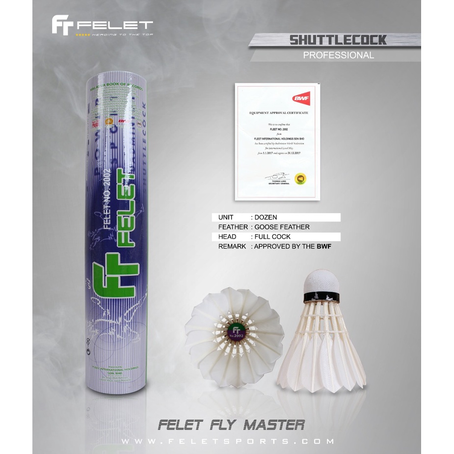 FELET 2002 - BWF Approved Badminton Shuttlecock 100% by FLEET | Shopee ...