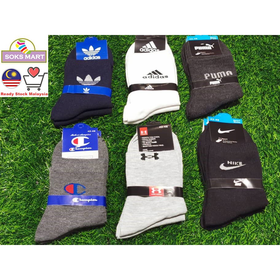 Fashion Brands Calf Crew Socks Casual Sport Socks Stokin Basic Panjang⭐