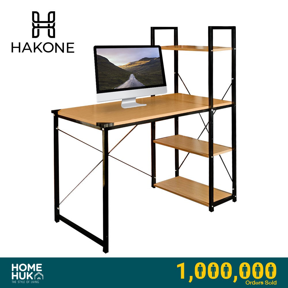 Hakone Modern Computer Desktop Study Table With Book Shelf Homehuk