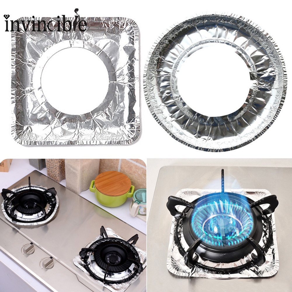 10 pcs Disposable Aluminum Foil Square Stove Burner oil-proof Covers ...