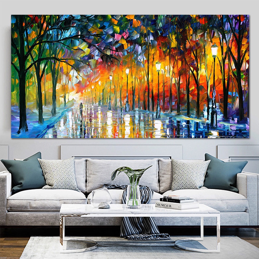 Printed Knife Street View Wall Art Canvas Painting Posters and Prints Living Room Sofa Decoration Home Canvas Prints