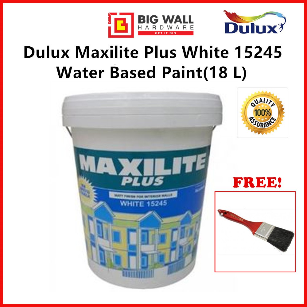 Ezspace Dulux Maxilite Plus White 15245 White Suitable Interior Wall Ceiling Water Based Paint 18 L Free Paint Brush