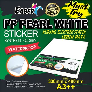 A3 Pp Pearl White Sticker Glossy Sticker Kalis Air Label Sticker Frozen Sticker Laser Printer Sticker Shopee Malaysia