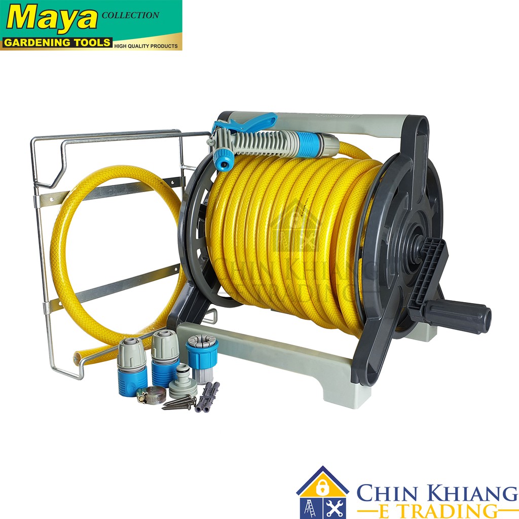 Maya GHR02 Deluxe Garden Hose Reel Set with Wall Bracket 20m | Shopee Malaysia