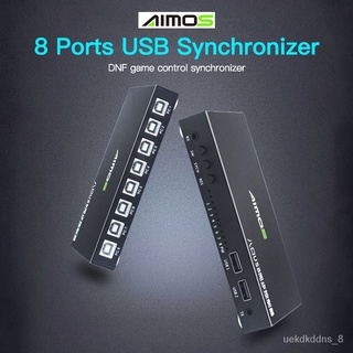 👍AIMOS 8 Ports USB KVM Switch USB Synchronizer KVM Switcher for Windows10 PC Keyboard Mouse Printer Synchronization Cont