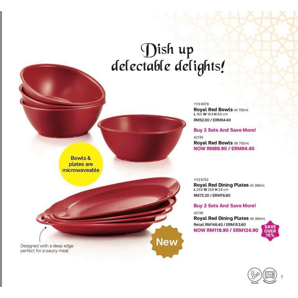 Tupperware Royal Red bowl and plates (microwaveable)