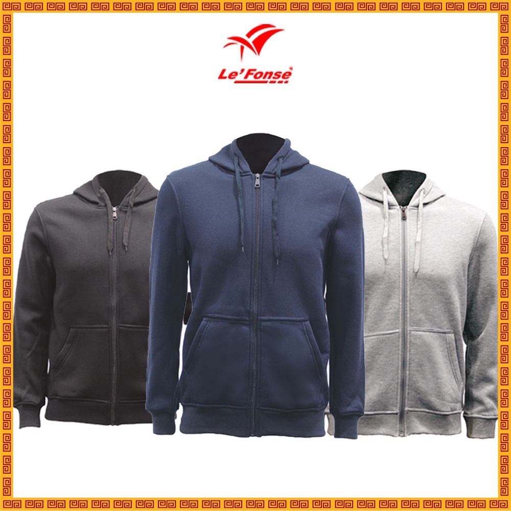 BTSports [ZIPPED HOODIE TEBAL] Hoodie Fleece Jacket 280gsm Thick Comfort Sweater FJ01 - NAVY BLUE / BLACK / MELANGE