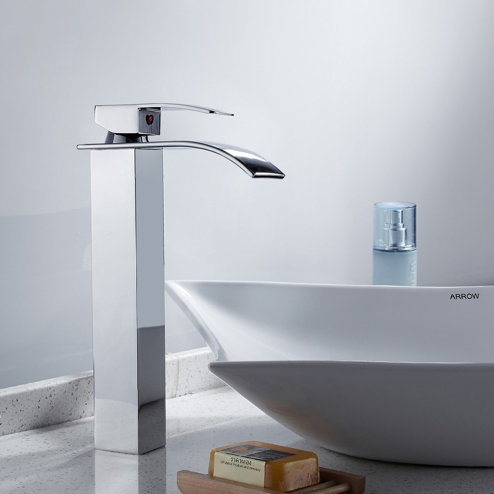 Quejue On Sale Tall Waterfall Bathroom Taps Basin Sink Mixer Tap Chrome Mono Clo Shopee Malaysia
