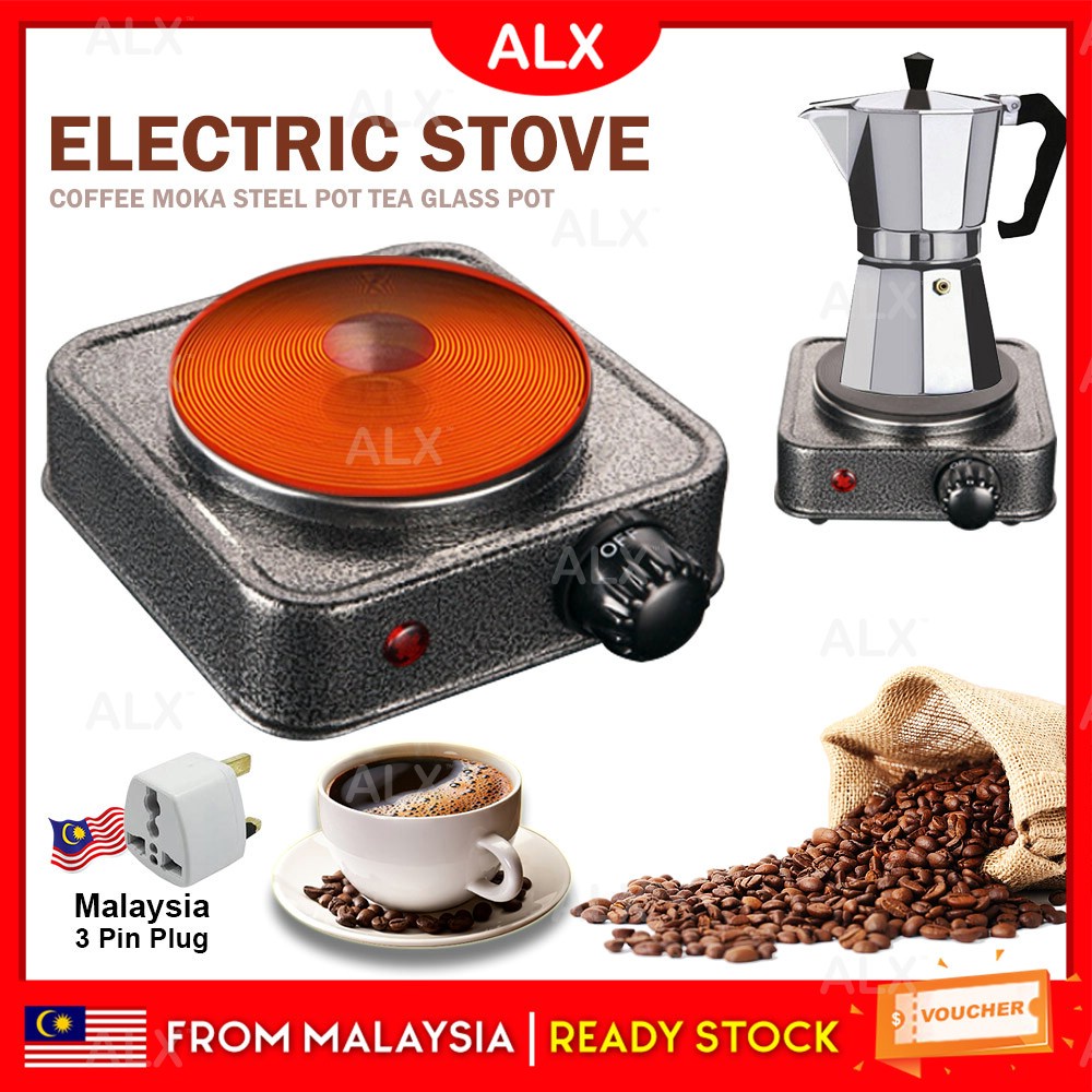 ALX 500W Coffee Cooker Electric Stove Heat Adjustable Electric Hot Cooking Plate for Coffee Moka Steel Pot Tea Glass Pot