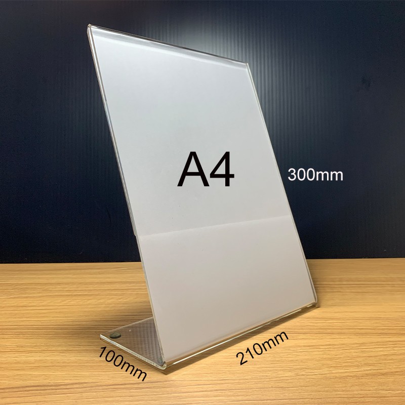 Acrylic Portrait A4 Paper Size "L" Shape Holder Display Stand Shopee