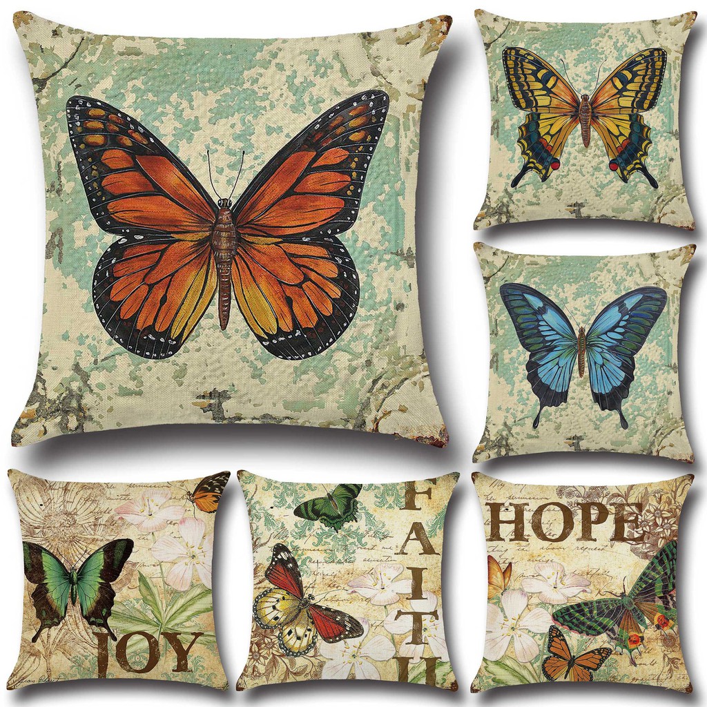 6pcs 3d Butterfly Cushion Cover Flower Pillow Case 45x45cm Home