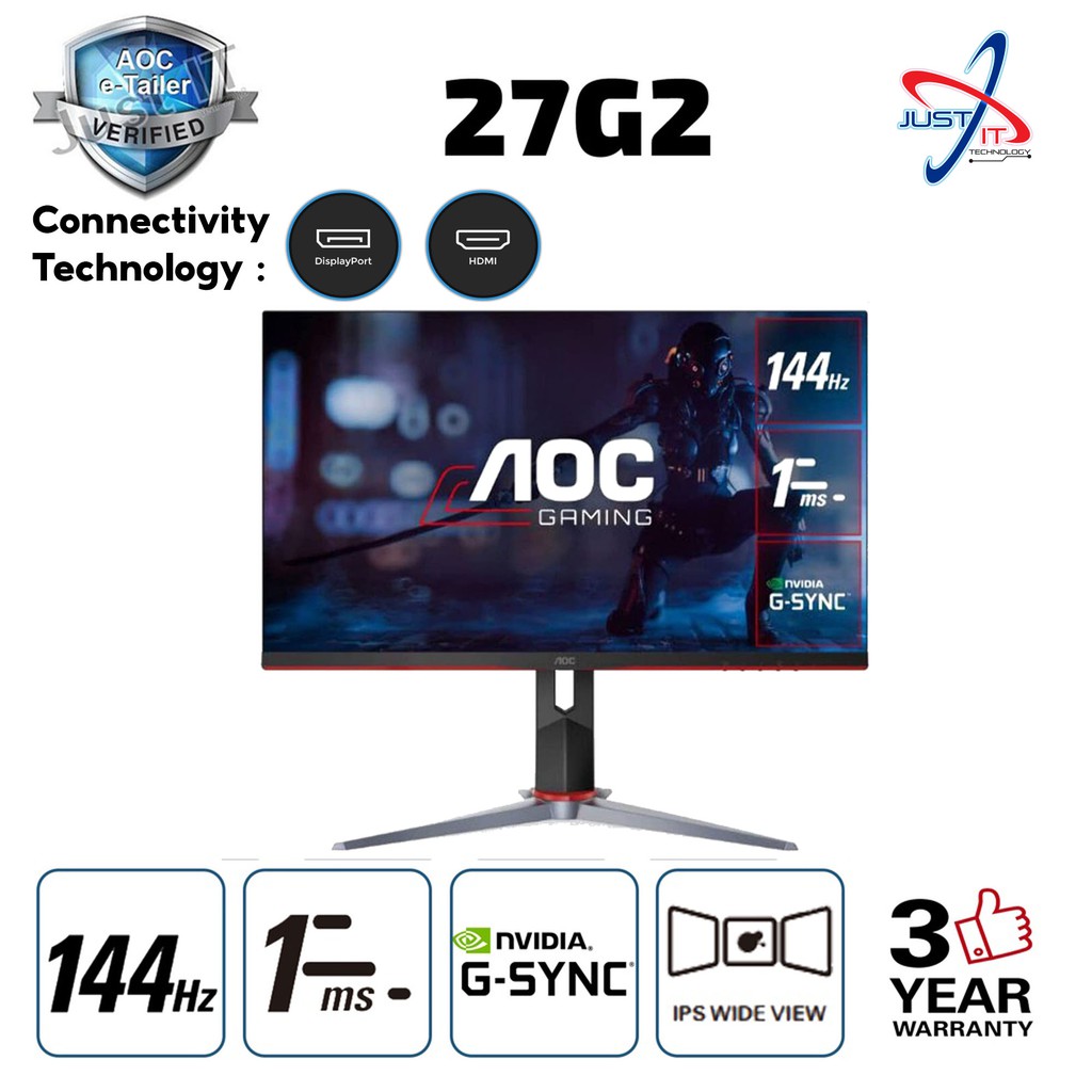 Aoc 27g2 Ips 144hz 1ms Fhd Adaptivesync G Sync Compatible Gaming Monitor 27 Shopee Malaysia