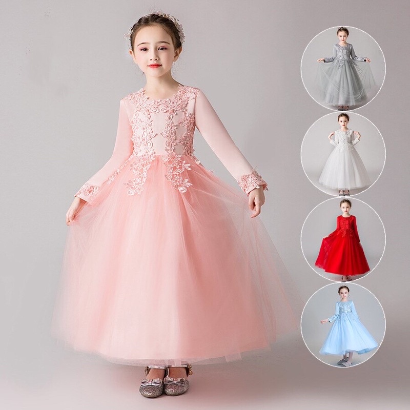 4-14years Gown Dress Raya 2022 Kids Girl Children Pink White Soft Blue ...