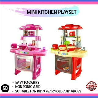 READY STOCK Mini Kitchen Fun Playset with Full Utensils 