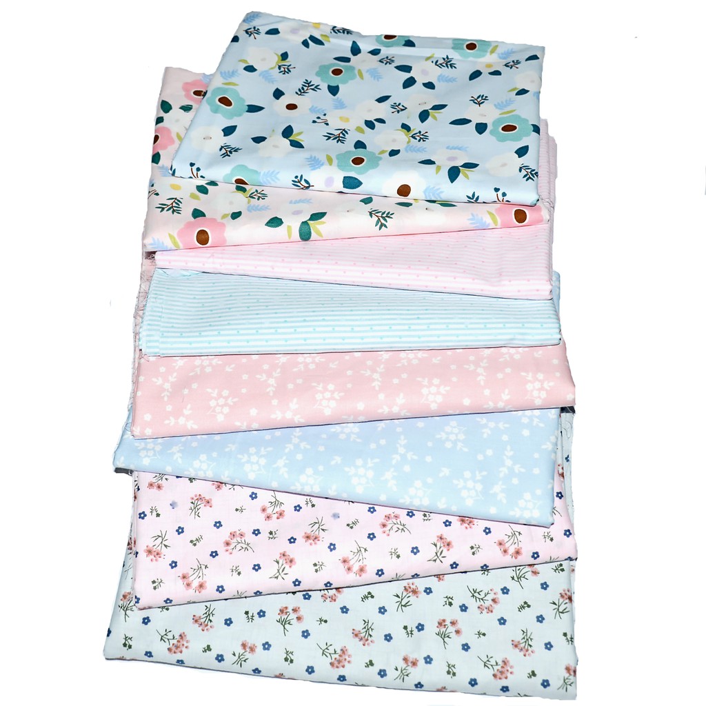 Download 8pcs Pink Blue Printed Cotton Fabric Handmade Patchwork Cloth Bundle For Diy Quilting Sewing Crafts Textile Kain 50x40cm Shopee Malaysia