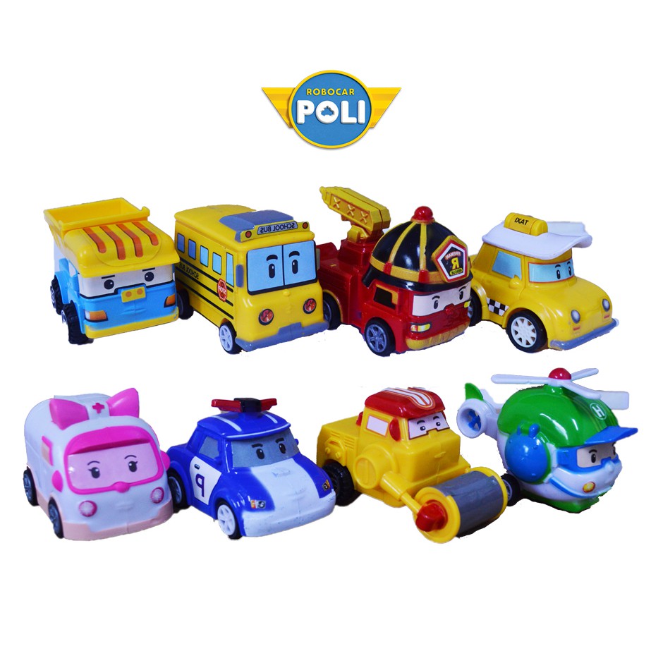 (8 In 1) Robocar Poli Toy Set For Kids / Mainan Kereta Robot Poli Kanak ...