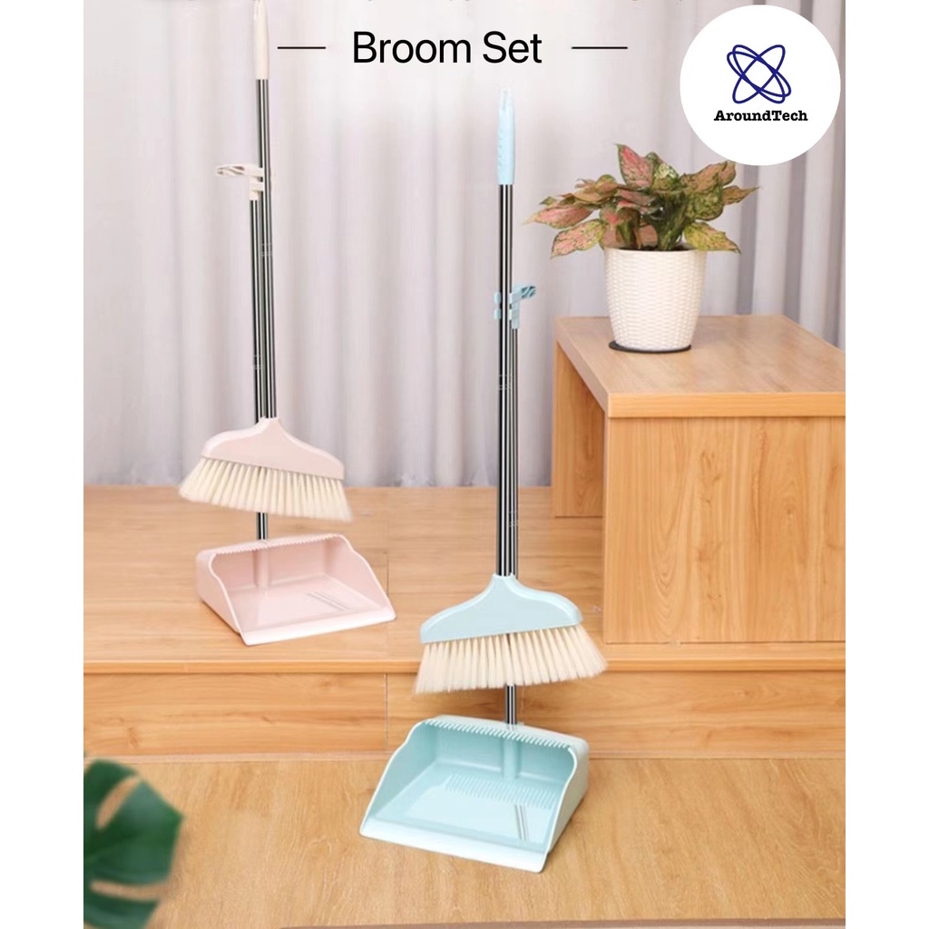 ［AroundTech］Household/Office Self-Cleaning Broom & Dustpan Set