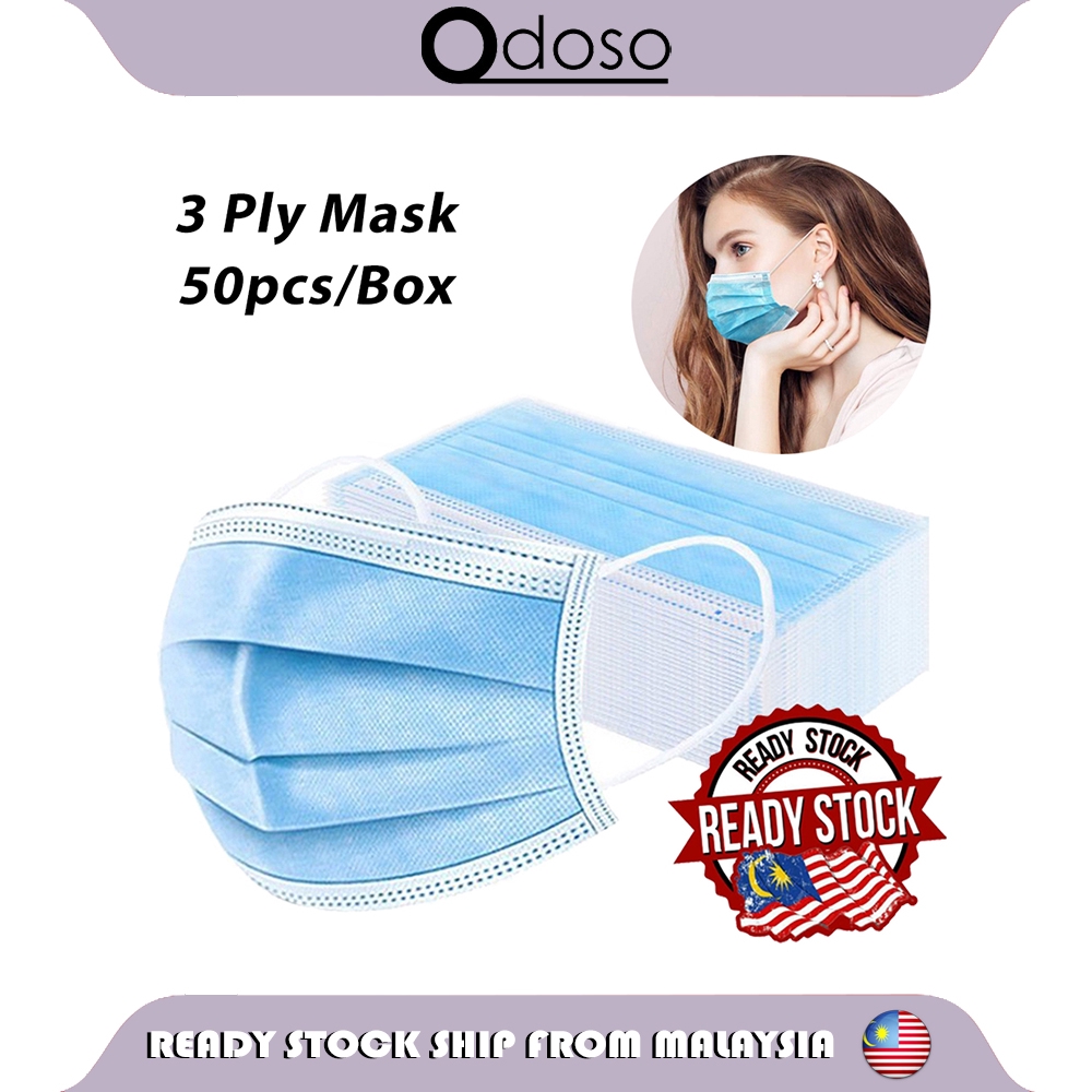 READY STOCK 50pcs Blue Disposable Face Mask 3ply Face Mask Disposable ...