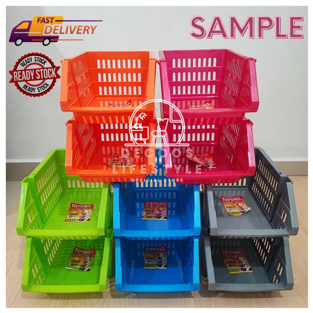 READY STOCKStackable Basket TOYOGO 7403 PP278 Layer Basket Kitchen Storage Rak Tray Space Saving Smart Looking 1pc