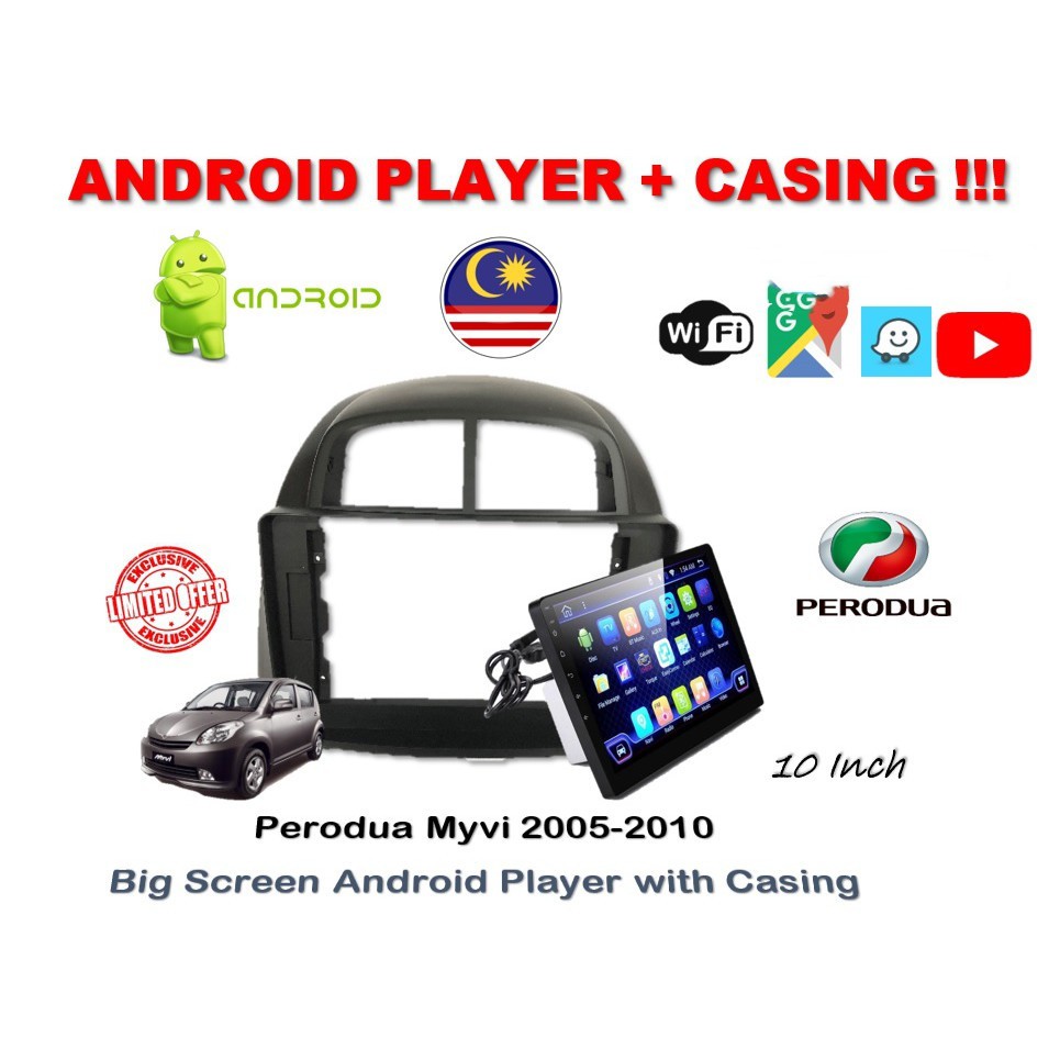 (FREE CAMERA)Perodua Myvi 2005-2010 2+16G 10 INCH IPS 2.5D 