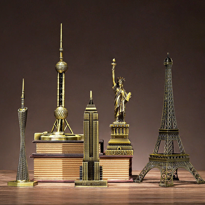 Architectural Model Landmark Wrought Iron Eiffel Tower Oriental Pearl Creative Home Living Room Wine Cabinet Decoration Ornament