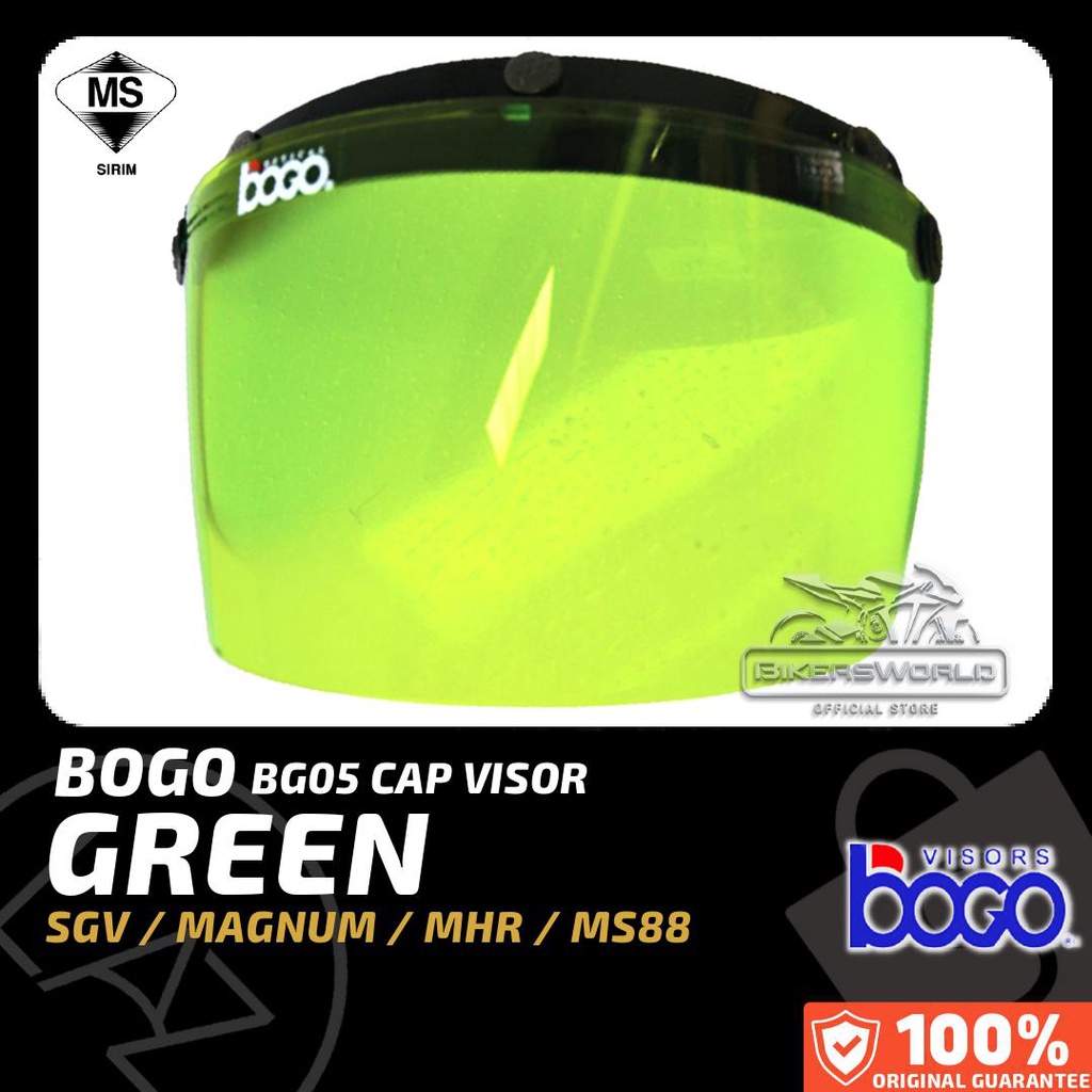 VISOR HELMET GREEN VISOR BOGO BG05 CAP VISOR 3 BUTTON FOR SGV MAGNUM