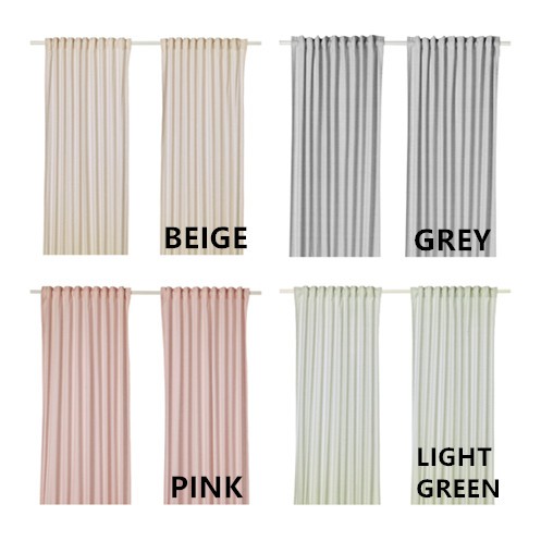 Ikea Hannalill Curtains 1 Pair Beige Grey Pink Light Green