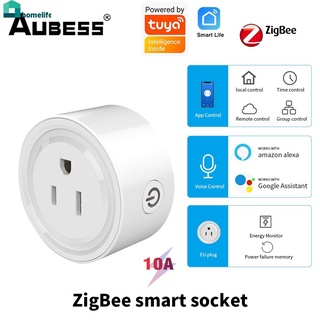 AUBESS TUYA Socket zigbee Smart Socket Mini Timer Plug Wireless Outlet Timing Remote Control Electricity Statistics Voice Control Directly Connected to Alexa Tuya and other ZigBee gateway HOME