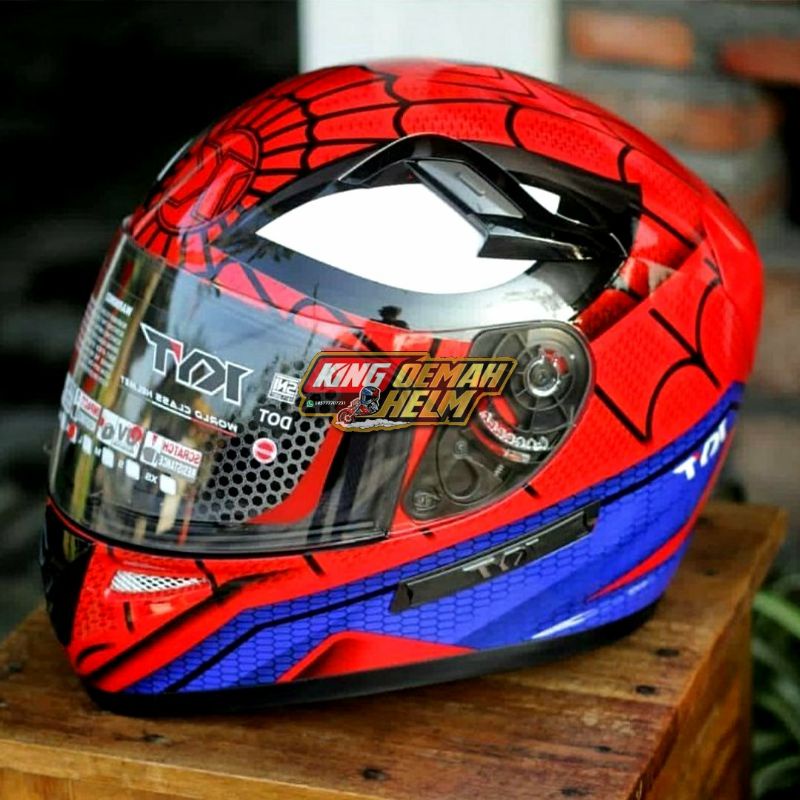 Helmet KYT K2Riderman RED BLUE 2 VISOR Helmet KYT SPIDERMAN LIMITED
