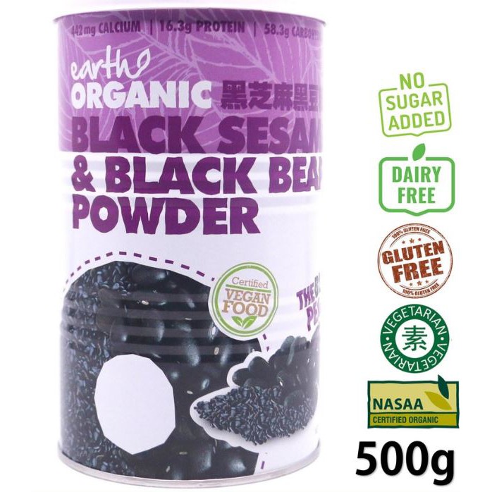 G6PD Earth Organic Black Sesame and Black Bean Powder 500gm Shopee