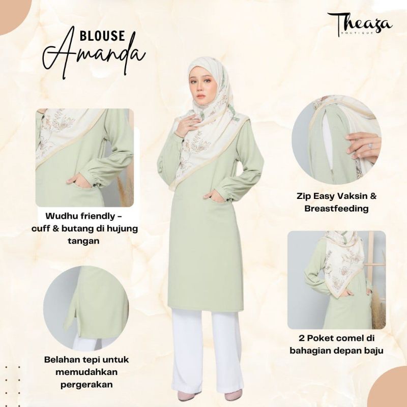 Buy Vaccine Friendly Blouse Amanda By Theaza Baju Vaksin Blouse Muslimah Blouse Berpoket Nursing Friendly Blouse Seetracker Malaysia