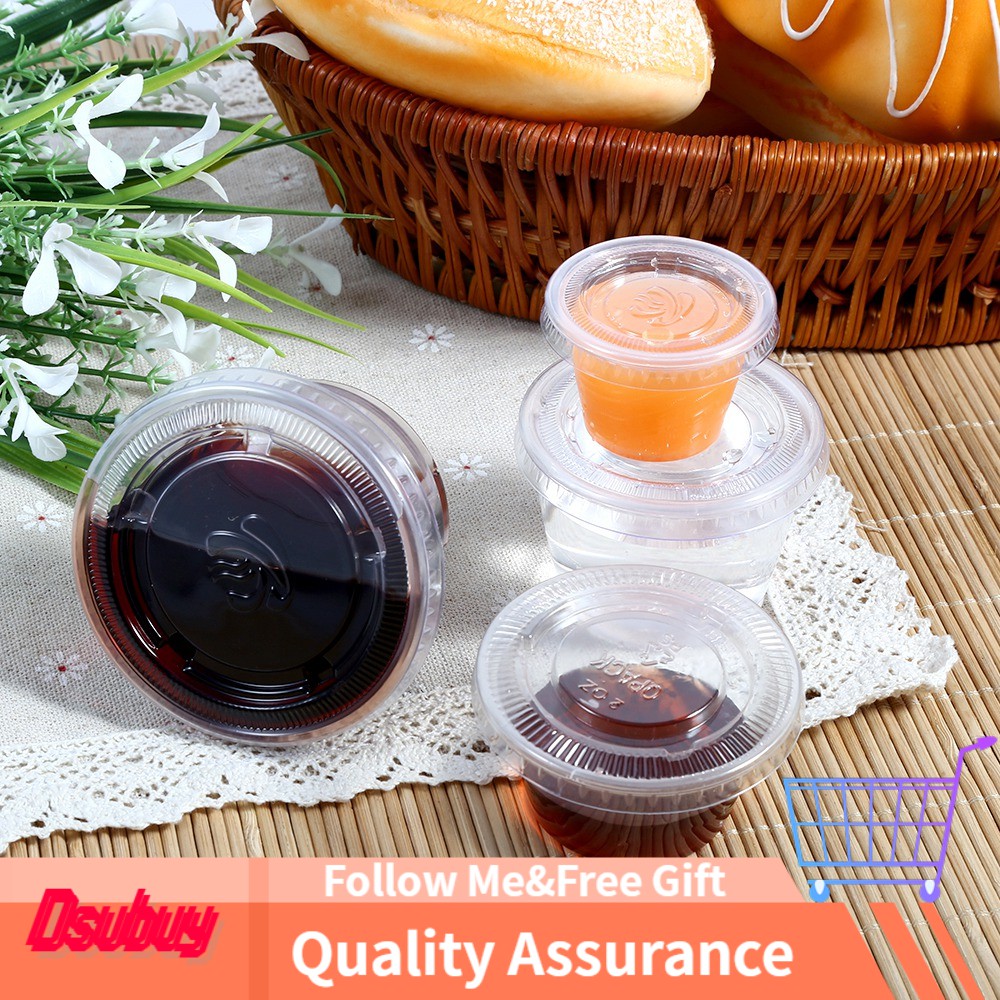 [ReadyStock] 50Pcs 4 Sizes Plastic Clear Round Dipping Sauce Cup
