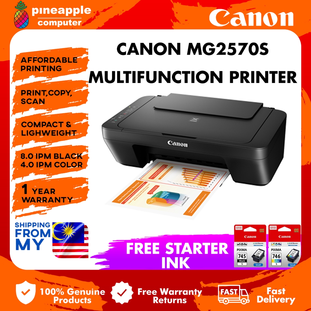 Canon MG2570S All-In-One Printer - Print Scan Copy MG2577 