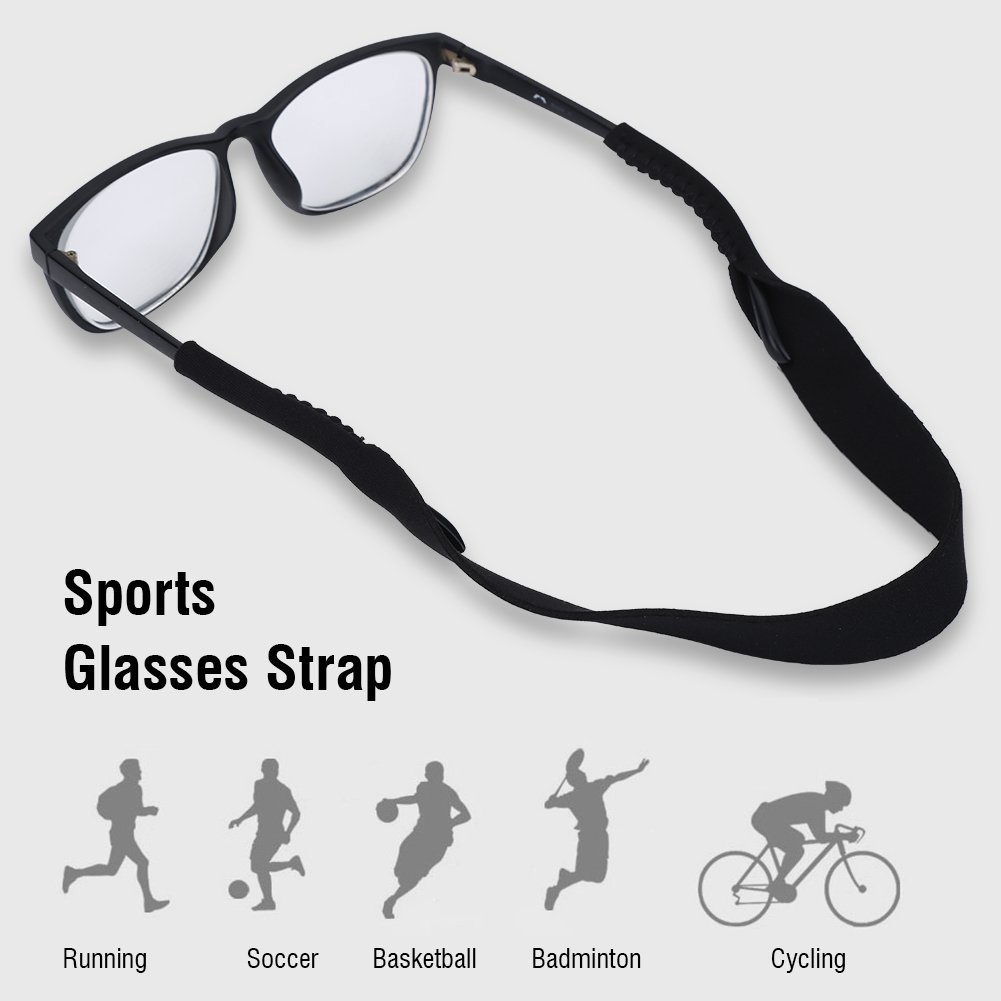 Glasses Lanyard Neck Cord Sunglasses Chain Strap Sports Neoprene Swim Gym BLACK