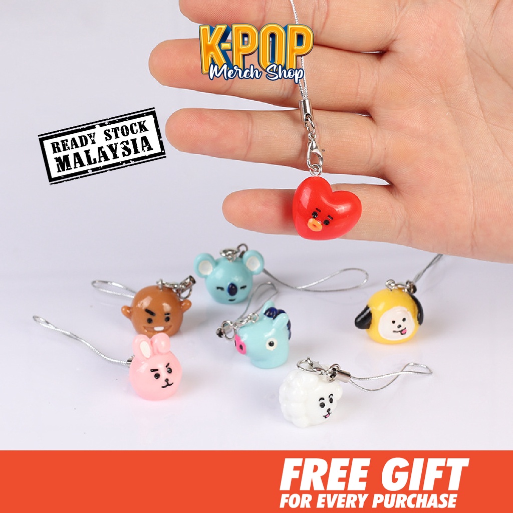 Kpop Merch BTS BT21 Seventeen Phone Charm Tali Pendant Merchandise