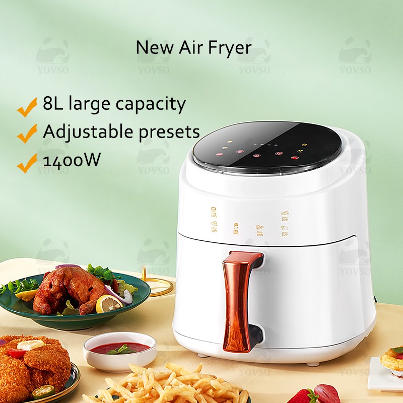 Air Fryer 8L/4.5L LED Digital Touchscreen Non-Stick Basket Multi-functional Automatic Oil-free Health Oven Fryer Cooker