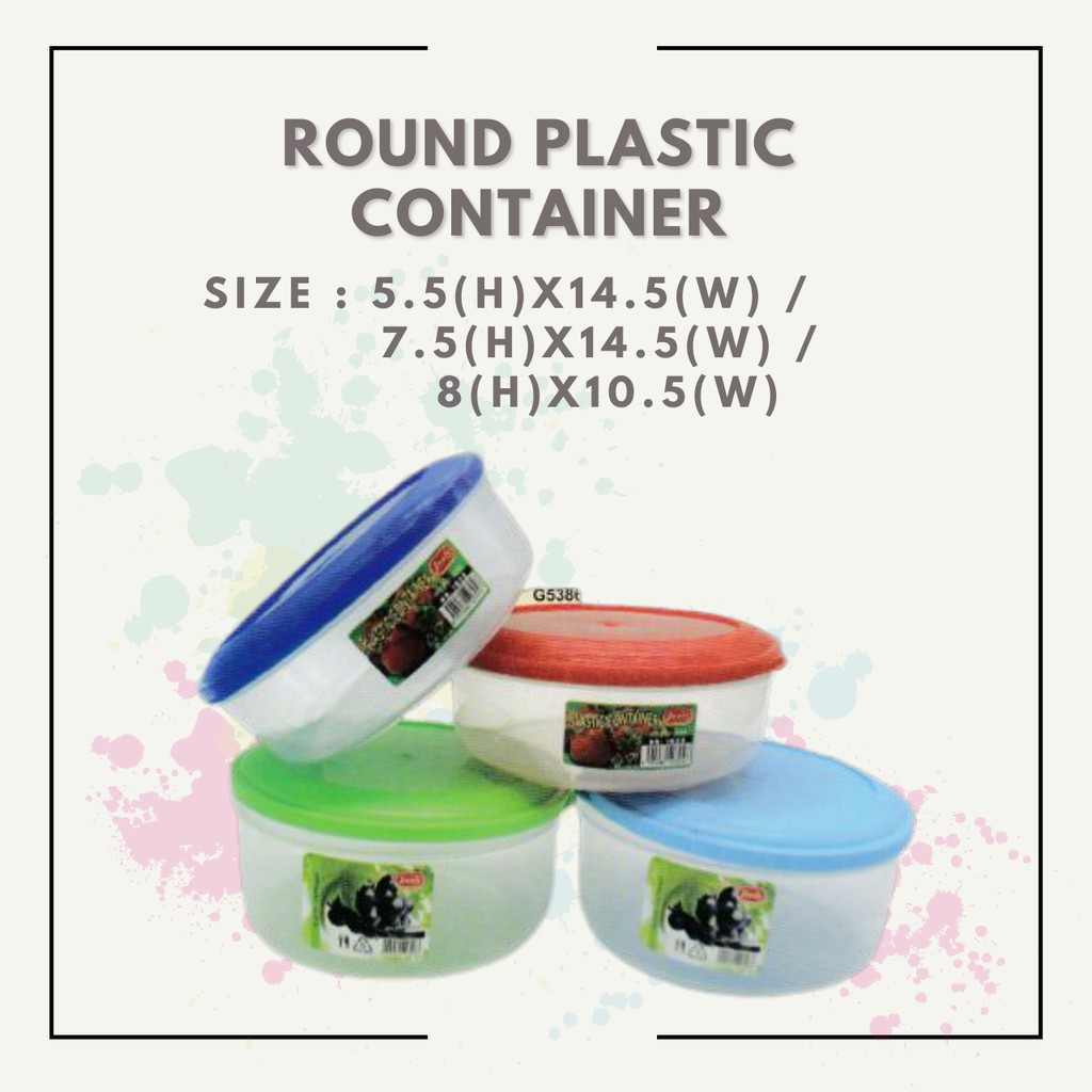 2pcs ROUND Food / Snacks Storage Plastic Container / Bekas Makanan ...