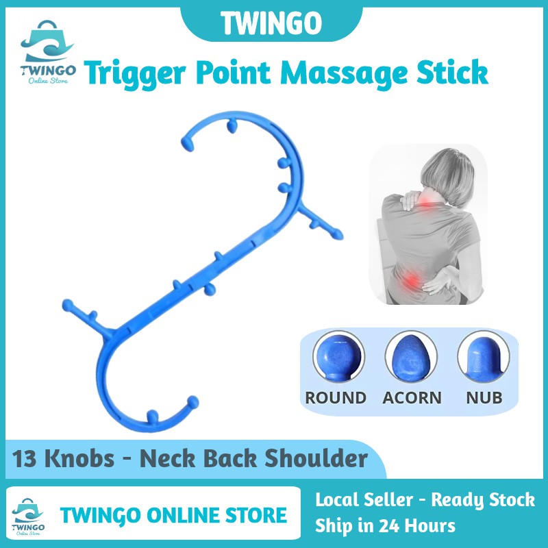 Trigger Point Self Massage Stick S Shaped Knob Therapy Massager Stick Tool Back Massage Neck 