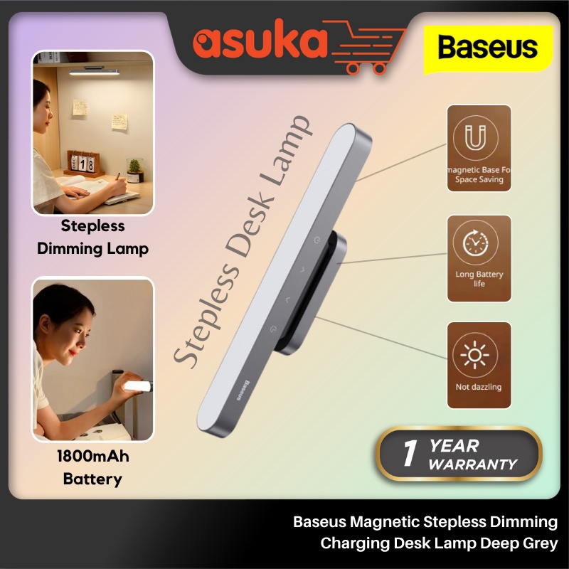 Baseus Magnetic Stepless Dimming Charging Desk Lamp Deep gray
