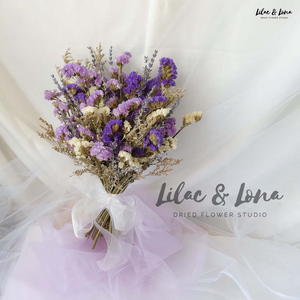 New Bridal Bouquet Dried Flower Bunga Tangan Pengantin Purple Statice Lavender Ins Rom Photoshoot 新娘结婚注册登记手捧花乾燥薰衣草勿忘我干花 Shopee Malaysia