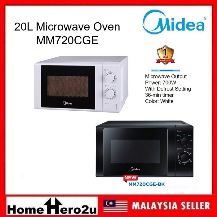 Midea MM720CGE 20L Deluxe Series Microwave Oven with Timer Defrost Function Oven Grill Murah 微波炉 800W - HOMEHERO2U