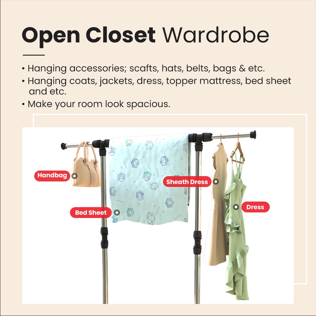 FINSSO: Garment Rack Cloth Hanger And Organizer Wheel Single Pole Hanger Cloth Laundry Dryer Rack