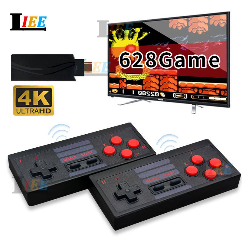 4K HD Wireless Video TV Game Console HDMI & AV Retro Games 628 in 1 NES FC Classic Games Super Mario Two-player